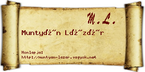 Muntyán Lázár névjegykártya